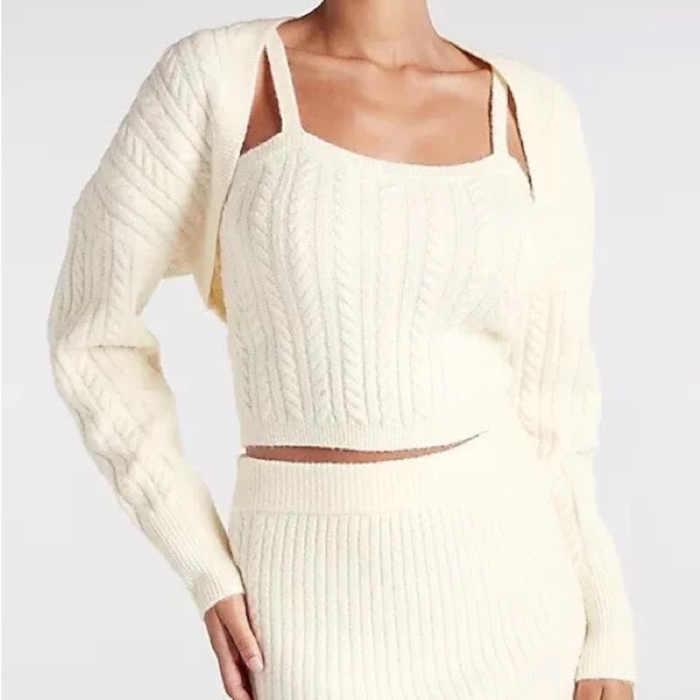 Express cable knit Cropped sweater Tank & Shrug Ivory